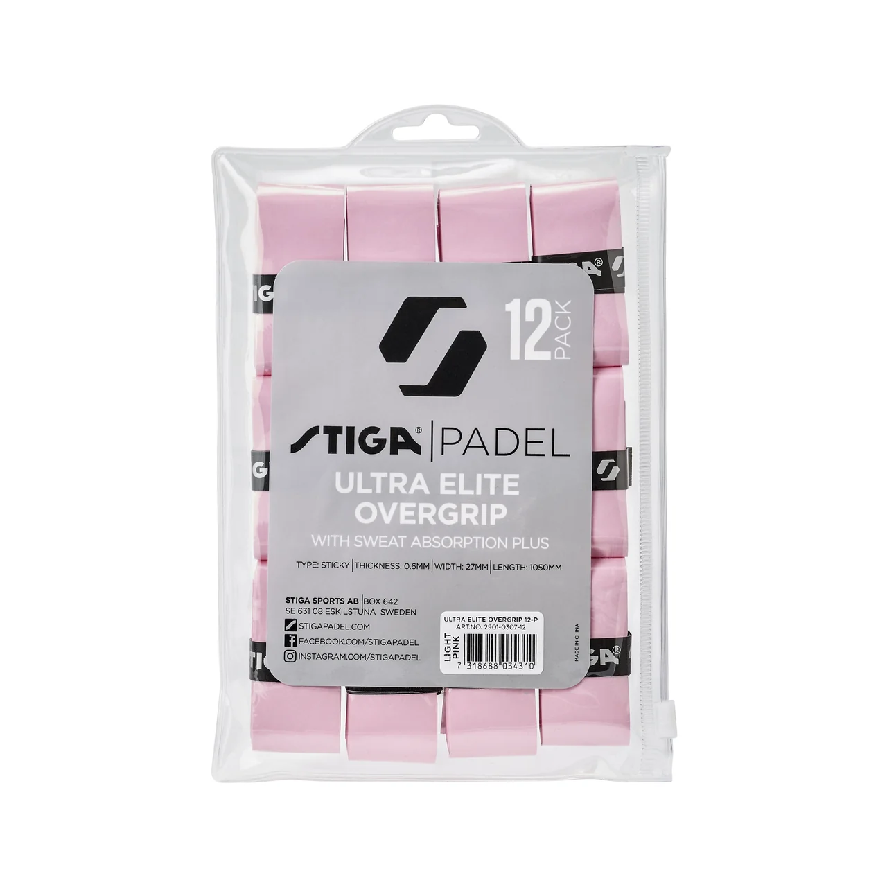 Stiga Ultra Elite Padel Overgrip 12-pack Light Pink