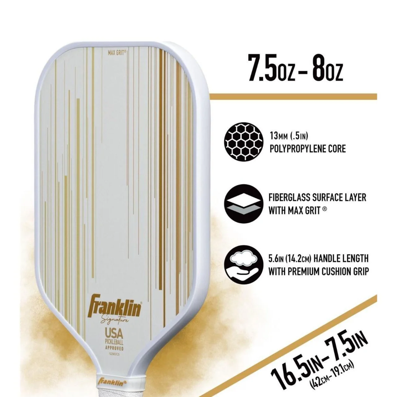 Franklin Signature Series Fiberglass White/Gold 13mm