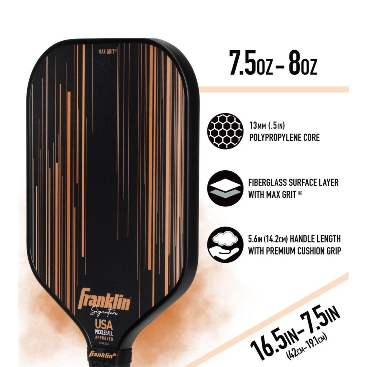 Franklin Signature Series Fiberglass Black/Gold 16mm