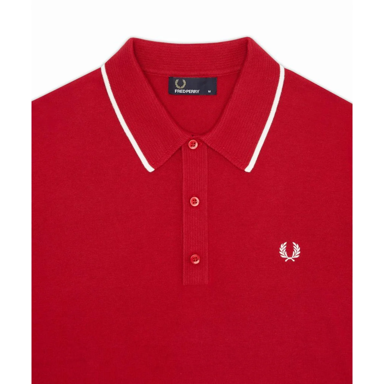 Fred Perry Tipped Knitted Polo Red