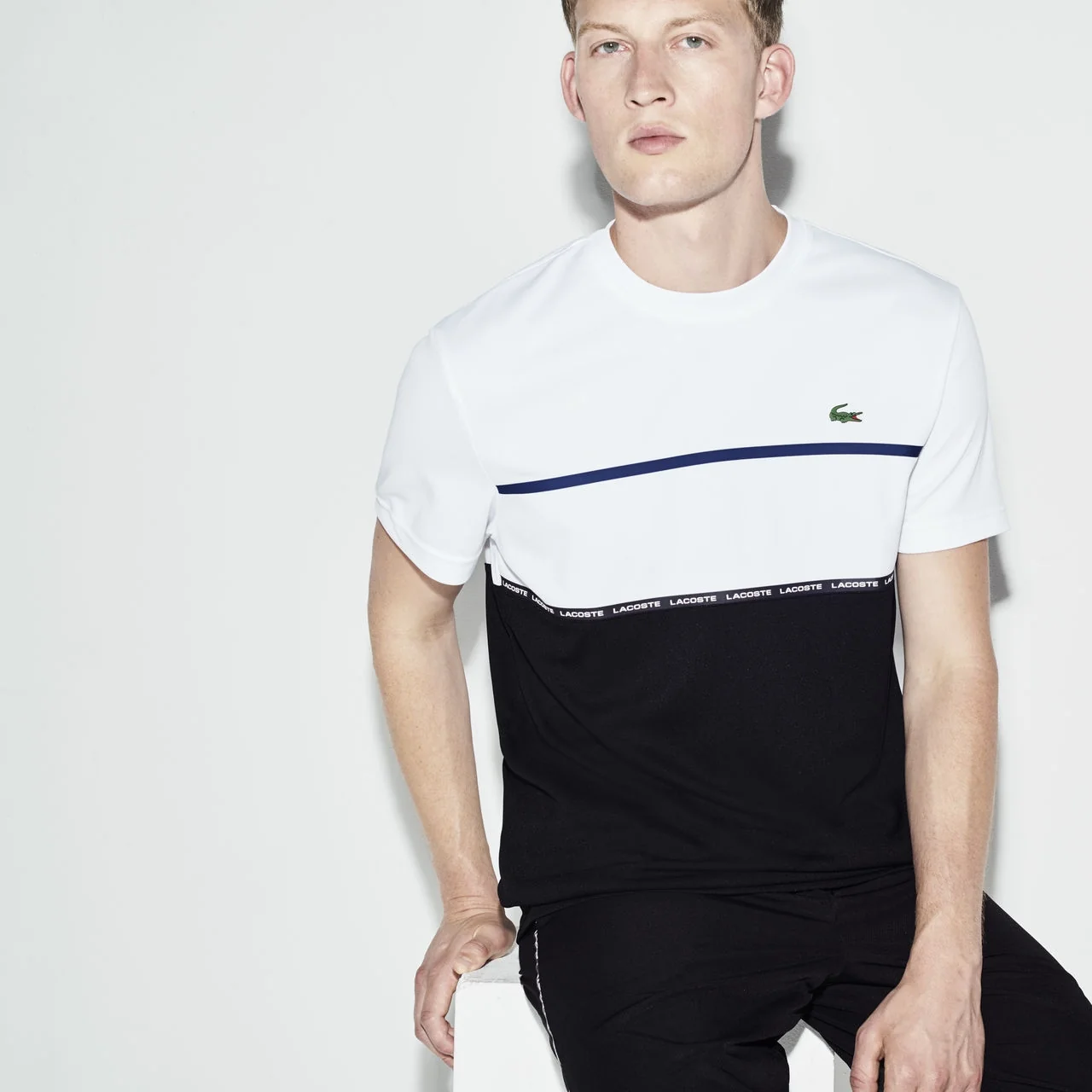 Lacoste Men's Colorblock Technical Piqué T-shirt White/Navy