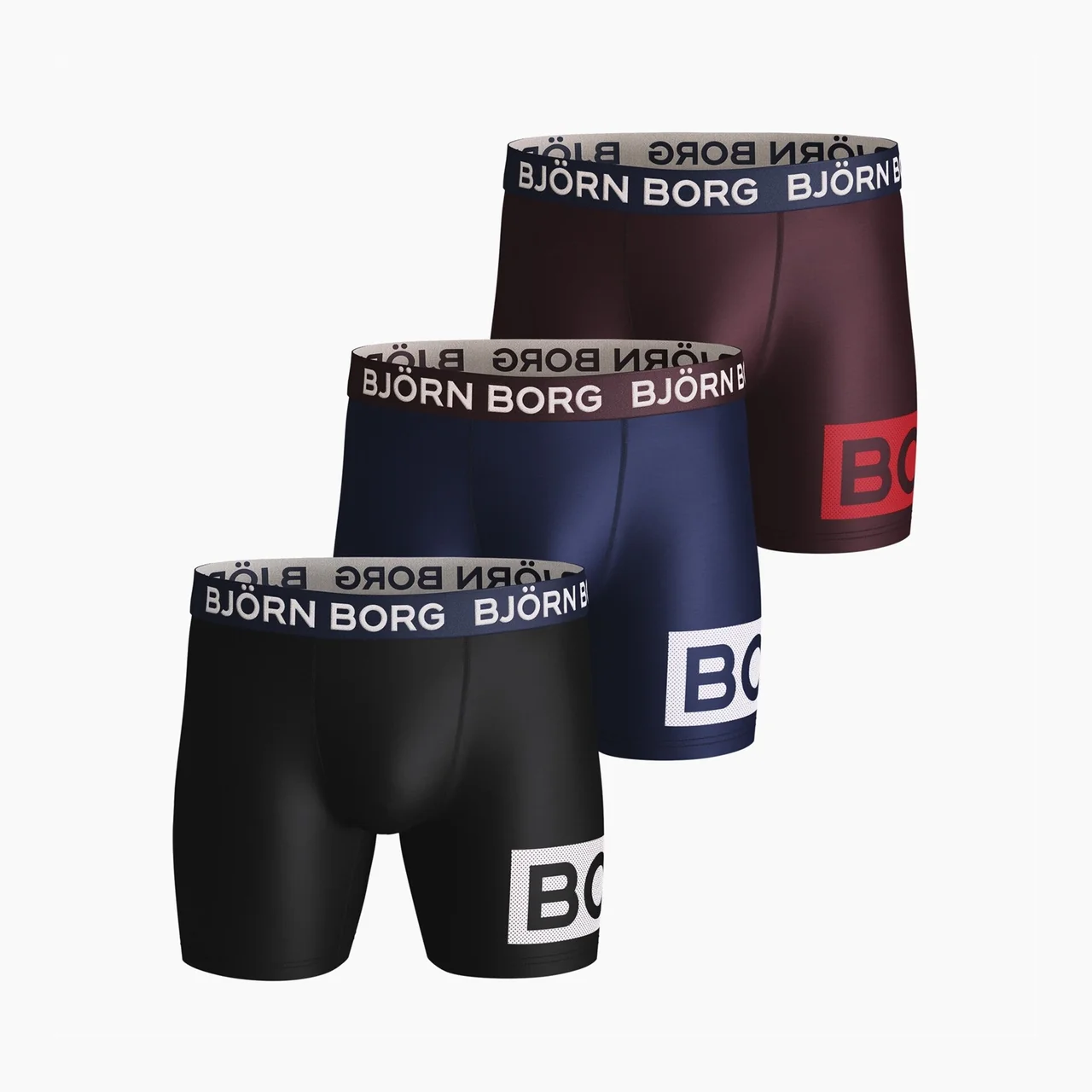 Björn Borg Performance Shorts 3-Pack Black/Red/Blue