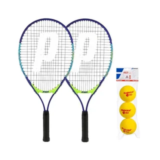 Minitennispaket 2st Prince Junior Tennisracket & 1st 3-Pack Mjukbollar